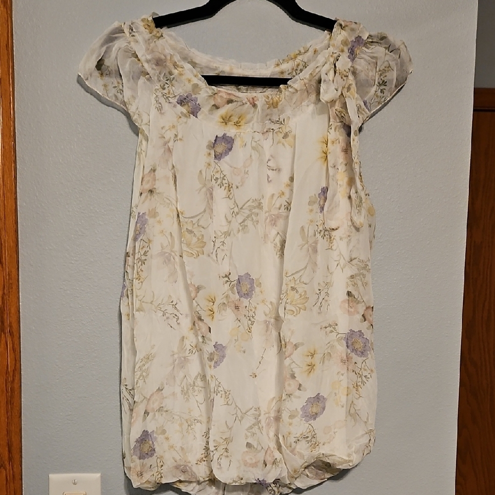 🌿🌸Tendenze Italy Floral Women's Bubble Blouse in Cream and Pastels | Size M